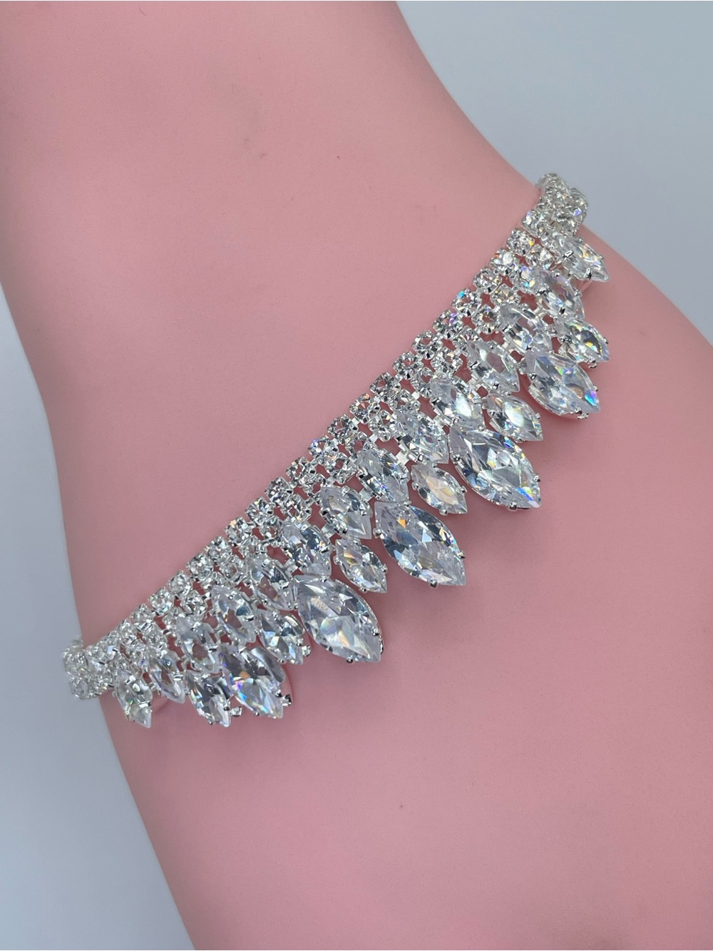 Swarovski Crystal Elements White Crystal Marquise Art Deco Tennis Bracelet Prom